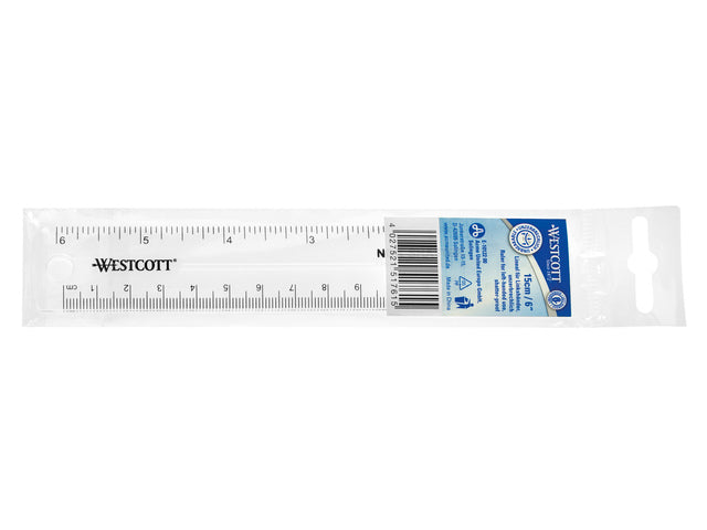 Liniaal Westcott Kunststoff 15 cm flexibel für linkshändige Verwendung