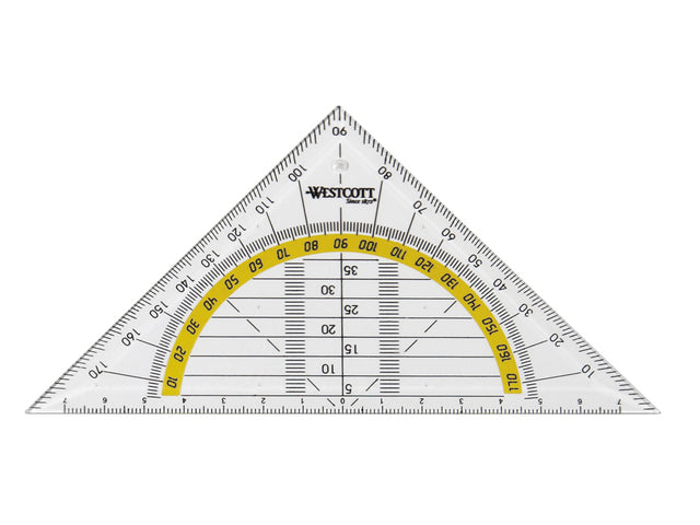 Geodriehoek Westcott 14cm in zak