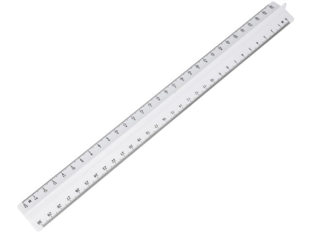 Prismalineal Westcott 30cm weiß mit 3 Schalen mit Griff