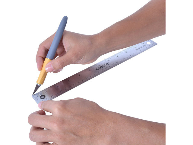 Liniaal Westcott 30cm RVS mit Anti-Rutsch