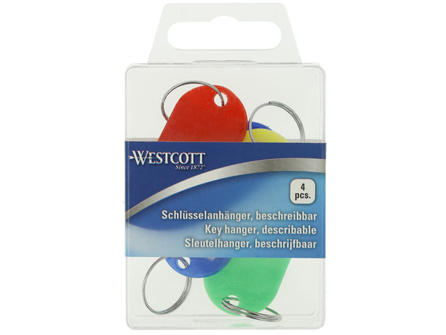 Sleutelhanger Westcott ass. 4. in Kunststoffbox. Mit verwisselbaarer Etikette.