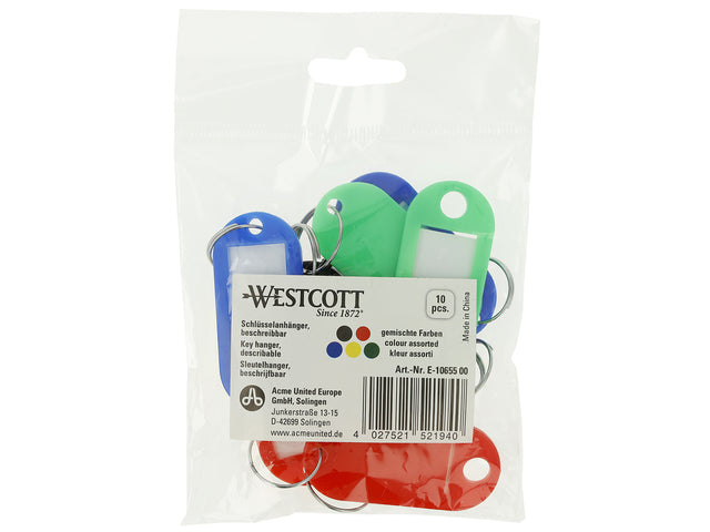 Sleutelhanger Westcott ass. 10. im Polybeutel. Mit verwisselbaarer Etikette.