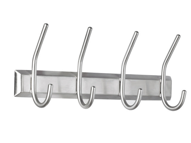 Wandgarderobe Alco zilver 4 haken incl. bevestigingsmateriaal