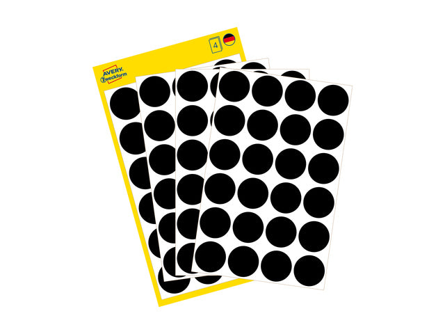 Etiketten-Zweckform, 18 mm, rund, 4 Streifen, 24 Etiketten, schwarz