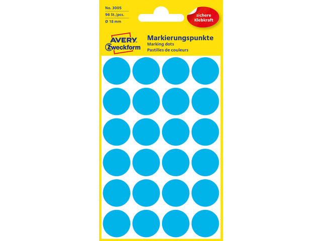 Etiketten-Zweckform, 18 mm, rund, 4 Streifen, 24 Etiketten, blau