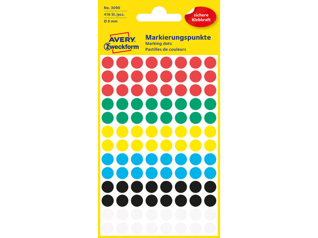 Etikett Zweckform 8 mm runder Blister mit 416 Etiketten sortiert