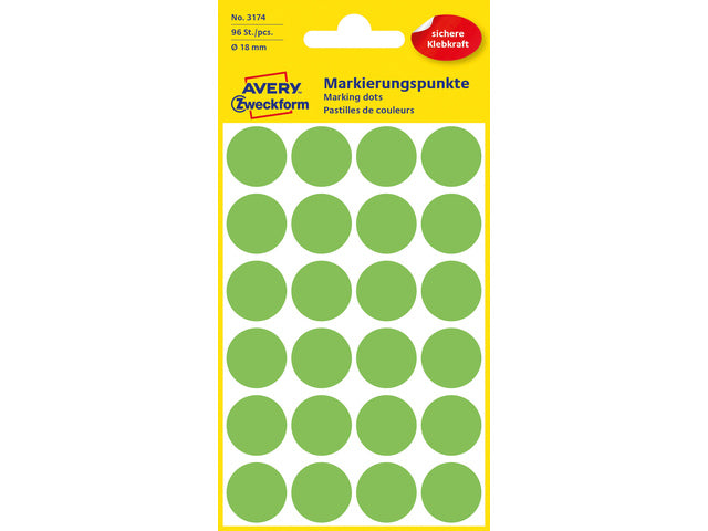 Etiketten-Zweckform, 18 mm, rund, 4 Streifen, 24 Etiketten, hellgrün