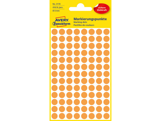 Etiketten-Zweckform, 8 mm, rund, 4 Streifen, mit 104 Etiketten