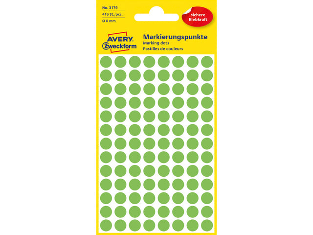 Etikett Zweckform 8mm rund 4 Vel a 104 Etiketten lichtgroen