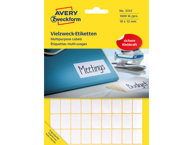 Etiketten-Zweckform 18 x 12 mm mit 1800 Etiketten