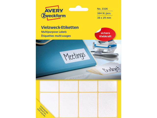 etiket Zweckform 38x29mm wit pakje a 384 etiketjes