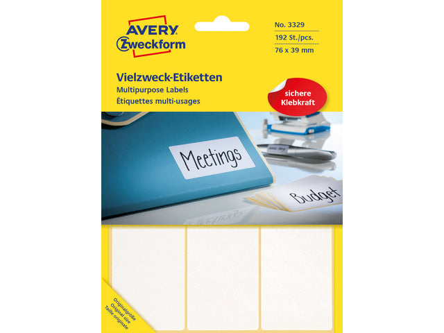 Etiketten-Zweckform, 76 x 39 mm, mit 192 Etiketten