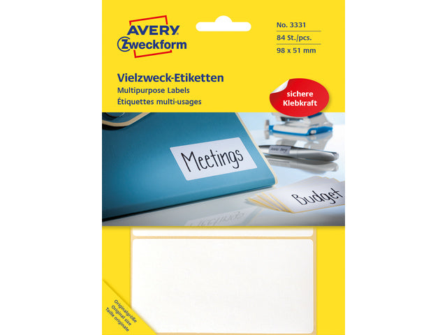Etiketten-Zweckform, 98 x 51 mm, mit 84 Etiketten