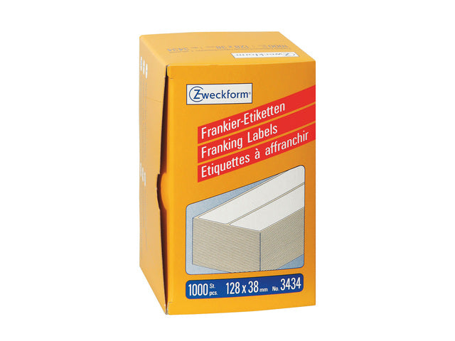 frankeeretiket Zweckform wit 128x38mm 2 etiketten per vel 500 vel