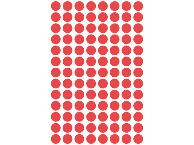 Etiket Zweckform 8mm rund Blister 4 Vel a 104 et. rood Nicht dauerhaft