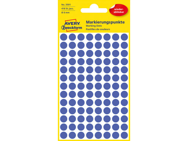 Etiket Zweckform 8mm rund Blister 4 Vel a 104 et. blauw Nicht dauerhaft