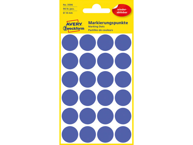Etiket Zweckform 18mm rund Blister 4 Vel a 24 et. donkerblauw Nicht permanent