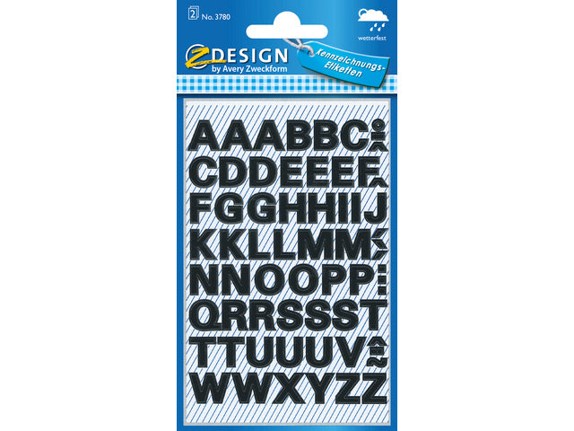 Buchstabenaufkleber Z-Design Home, 2 Stück, wasserabweisend, schwarz