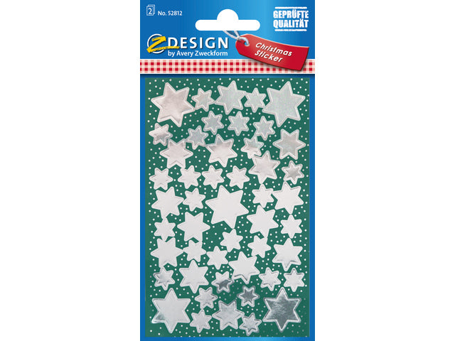 etiket Z-design Kerstpakket a 2 vel zilveren sterren