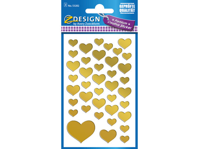 Folie-Etikett Z-Design Creative Gold Hartjes