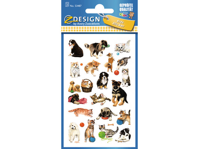 papieretiket Z-design Kinderpakket a 3 vel honden en katten