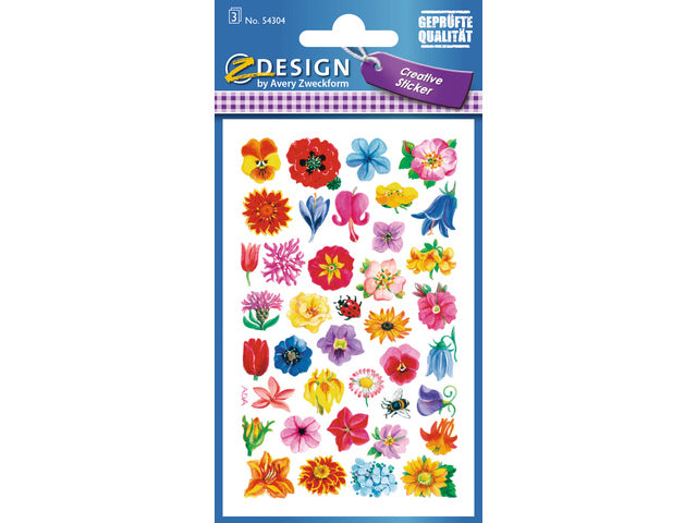 Papieraufkleber Z-Design Creative, Paket mit 3 Blumen