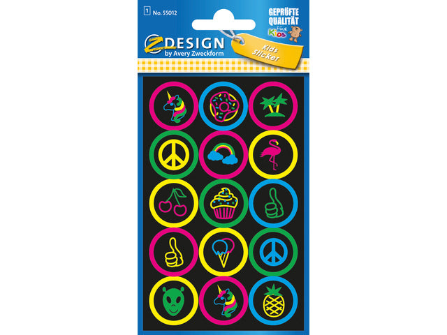 Neon-Etikett Z-Design Kids-Knöpfe, Packung mit 1 Vel