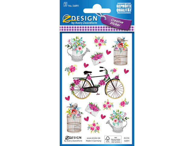 Papieraufkleber Z-Design Creative mit 2 Blumen