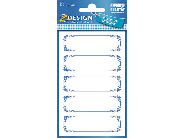 huishoudetiket Z-design Home, 3-fach blau gemustert