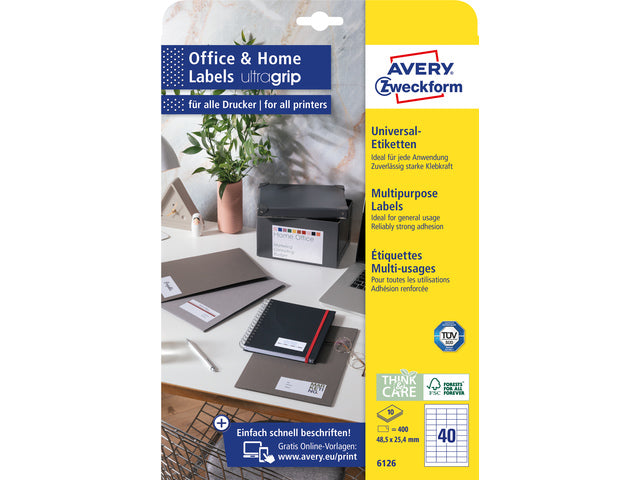 Etiket Zweckform 48,5x25,4mm met permanent 40 etiketten 10 vel