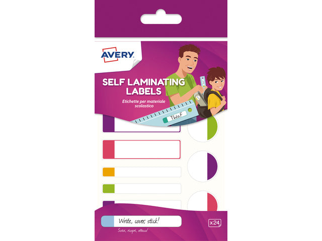 Geplastifiziertes Etikett Avery ass. Fluo 24 Etiketten. Familie