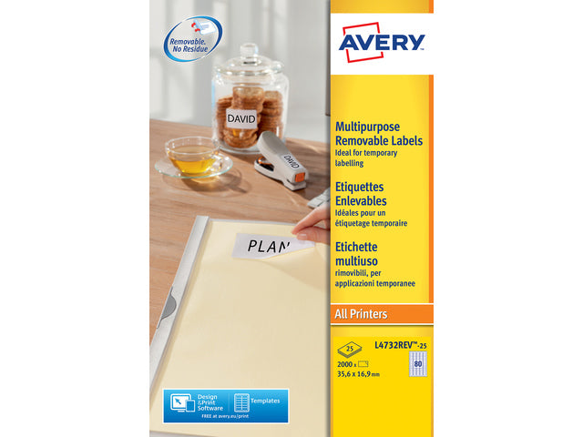Etikett Avery ILK 35,6 x 16,9 mm mit NP 25 Vel, 80 Etiketten pro Vel