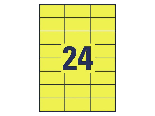 Weerbestendig etiket Avery 70x37mm geel, doos 20 vel