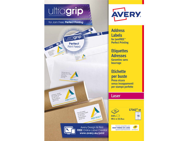 adresetiket Avery QuickPeel 99,1x33,9 wit 40 vel 16 etiketten per vel
