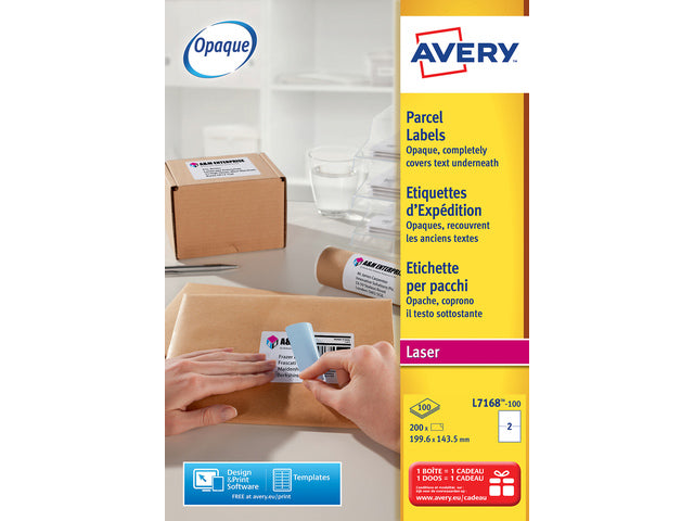 Verzendetiket Avery QuickPeel/Ultragrip 199,6x143,5 100 vel 2 etiketten per vel