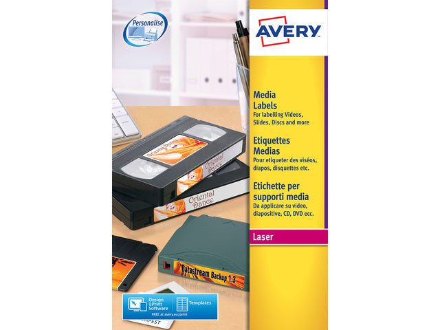 Laseretikett Avery 70x52mm mit 25 Etiketten, 10 Etiketten pro Folie