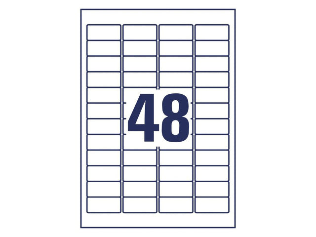 Etiket Avery zelfklevend 45,7x21,2mm wit permanent 20 vel 48 etiketten per vel
