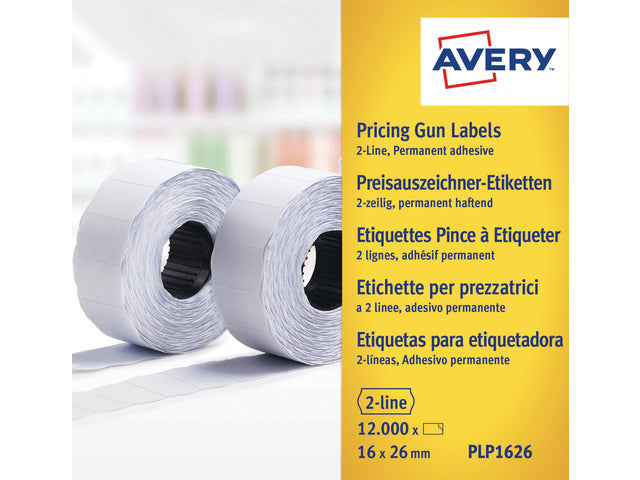 Avery Permanent-Prijstangetiketten, 26 x 16 mm, mit 10 Rollen pro Packung