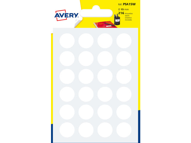 Etiketten Avery 15 mm Rundblister 216 St. weiß