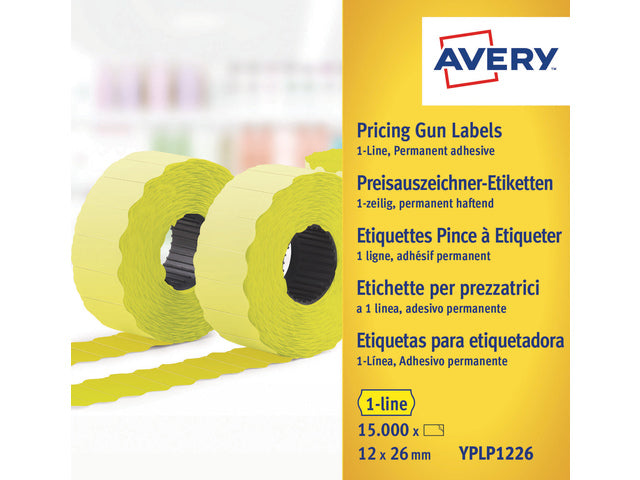 Prijstangetiketten Avery permanent 26x12mm gelb 10 Rollen in Doos