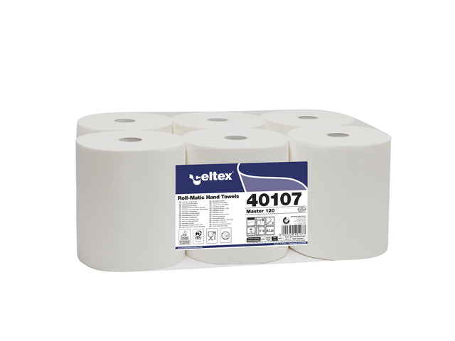 Handdoekrol Celtex 2-laags wit 120 meter krimp a 6 rol