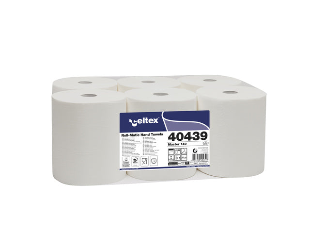 Handdoekrol Celtex 2-laags wit 140 meter krimp a 6 rol