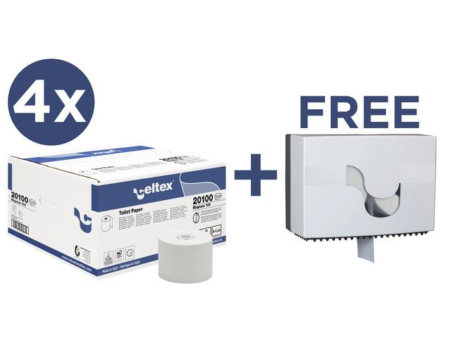 Voordeelbundel Celtex toiletpapier met gratis Megamini Bis dispenser