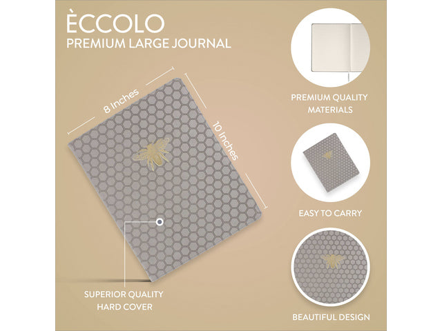Notitieboek Èccolo Grey Bee lijn ca.20x25cm 80gr. 256 Seiten.