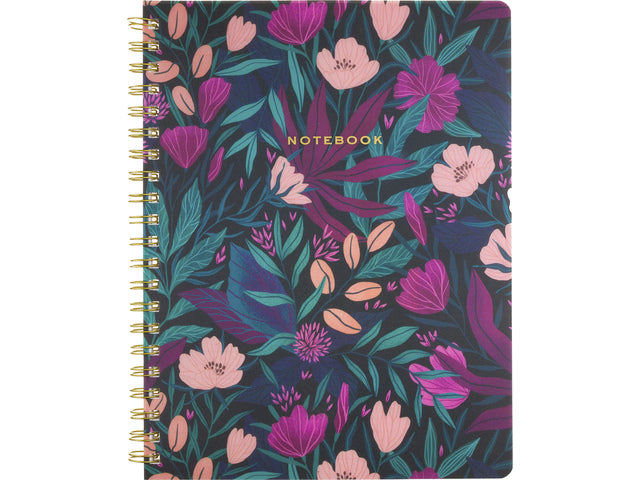 Notitieboek Èccolo spiraal Poly Tropical Floral lijn ca.20x25cm 80gr. 208pag.