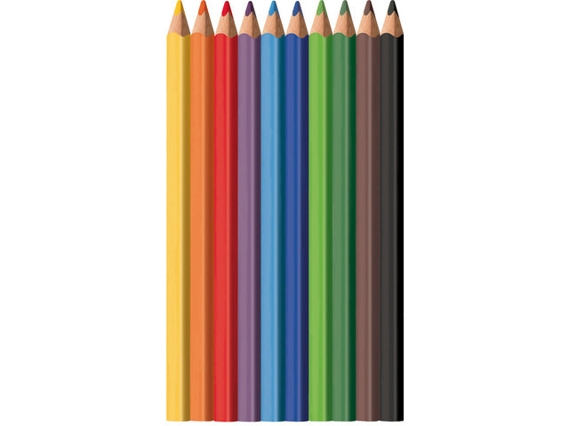 Kleurpotlood Eberhard Faber Jumbo 10 stuks driekantig in behuizing etui