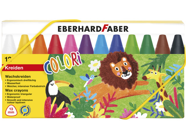 Waskrijt Eberhard Faber driekantige watervaste etui à 12 stuks