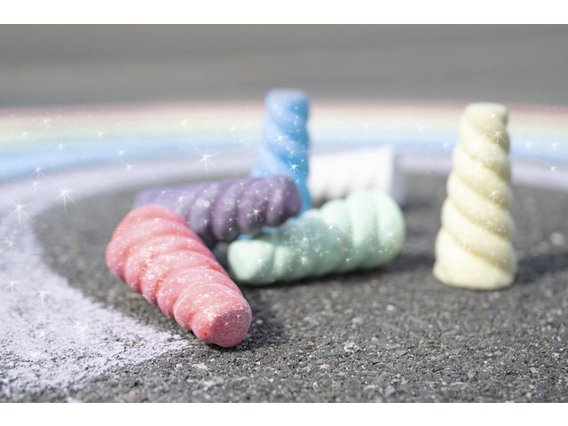 Stoepkrijt Eberhard Faber Eenhoorn 6 stuks met glitters
