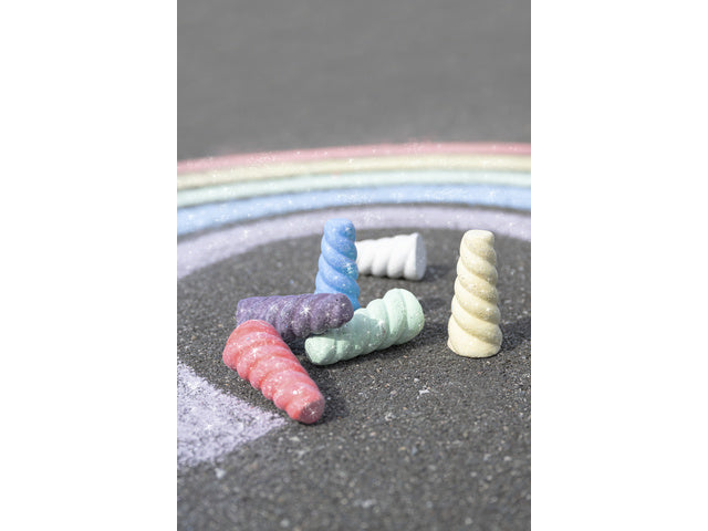 Stoepkrijt Eberhard Faber Eenhoorn 6 stuks met glitters