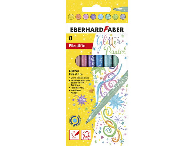Viltstiften Eberhard Faber Glitter Pastellfarben sortiert 8st.